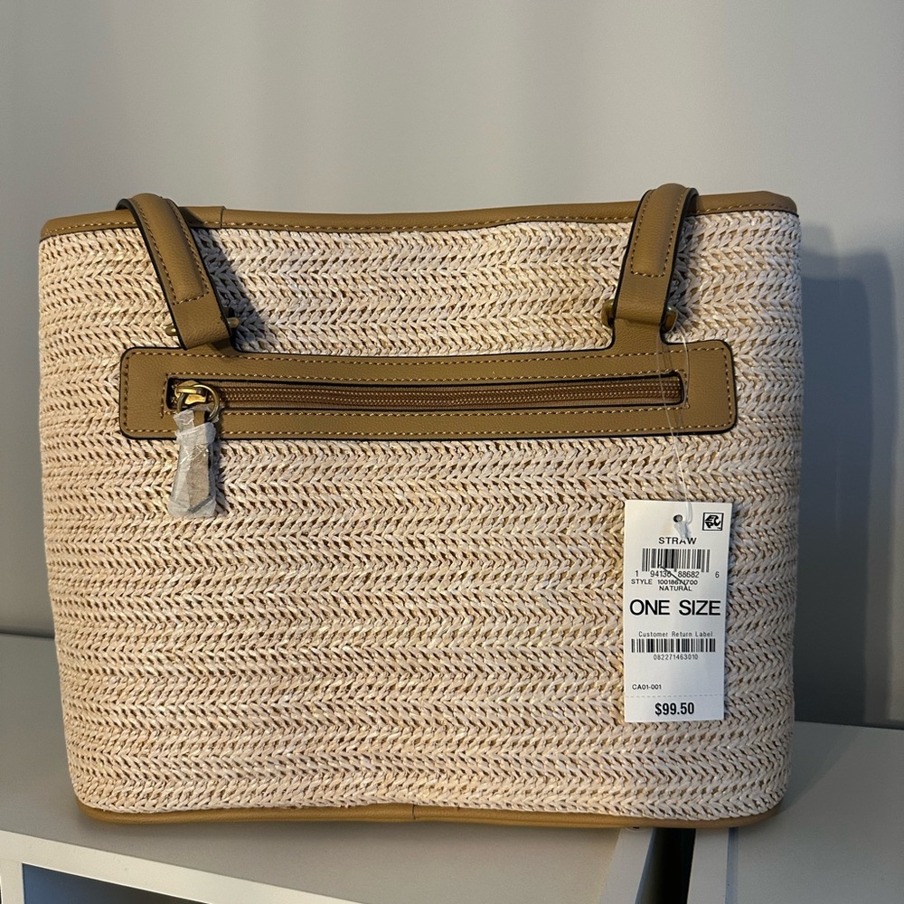 Style & Co. Straw Tote with Tan Trim 🫟